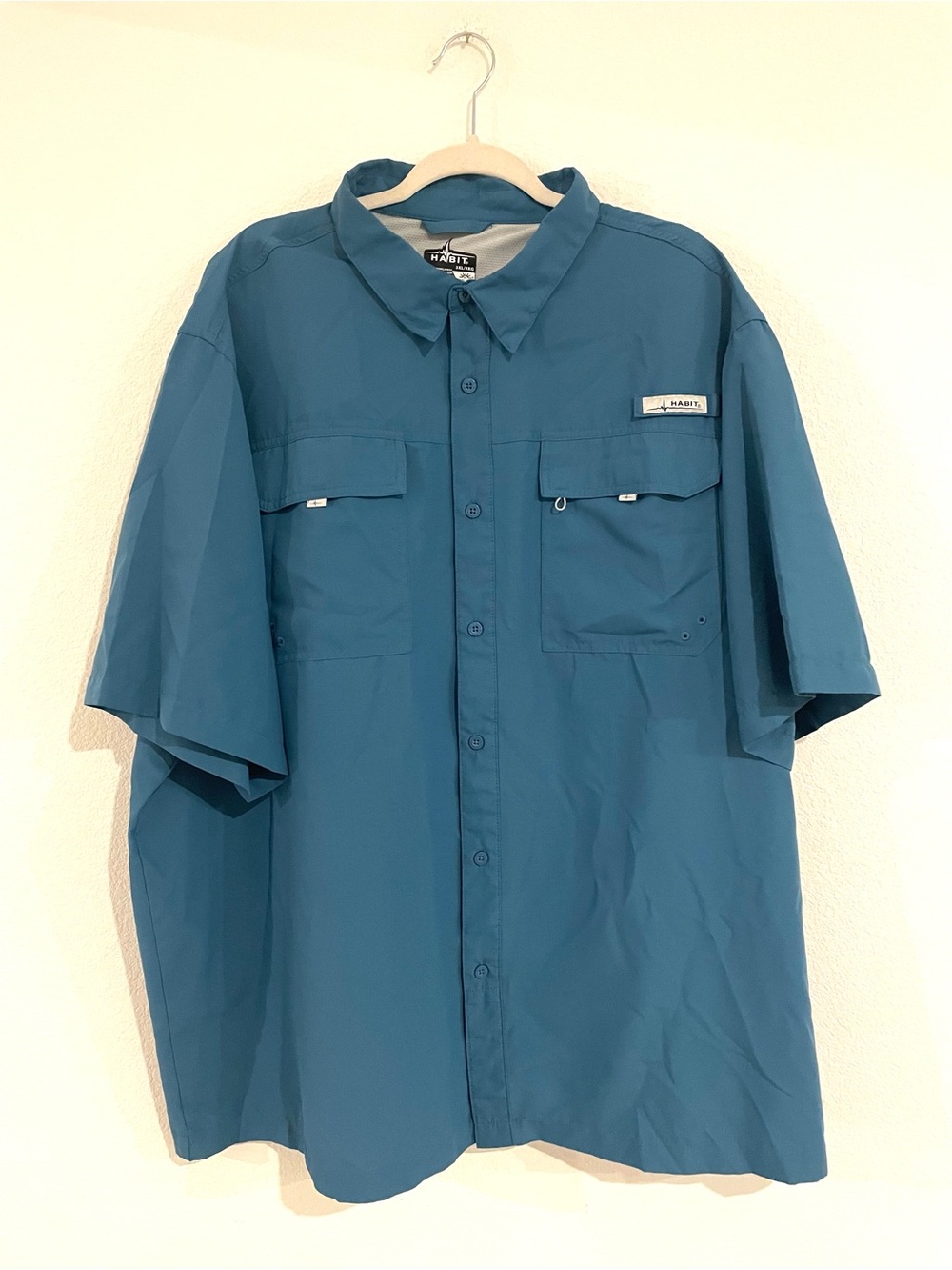 Habitat Men's Short-Sleeve Button-Down Shirt in Teal Blue